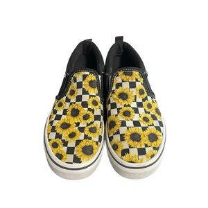 Vans Girls Sunflower Checkered Slip-On Shoes | Size 3